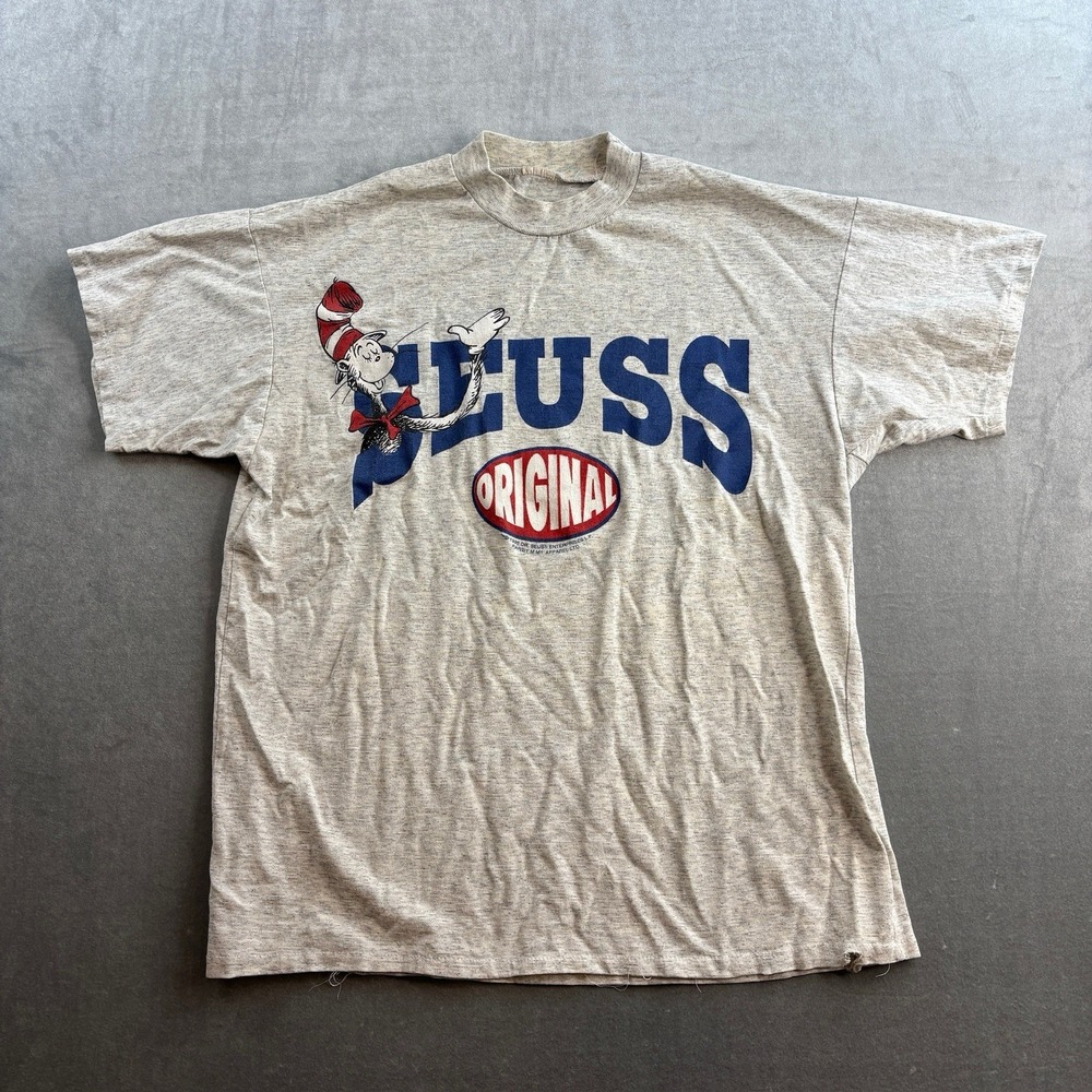 Vintage Dr Seuss Original Graphic T Shirt Gray Single Stitch Style Men's XL